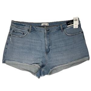 Abercrombie & Fitch Curve Love The Mom High Rise Cutoff Denim Shorts 36/22